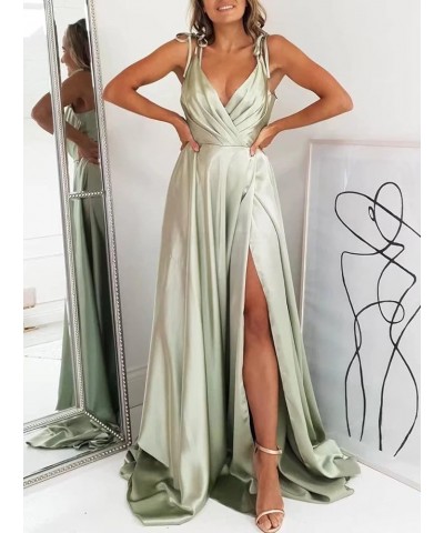 Spaghetti Straps Prom Dresses for Women Long A Line Formal Ball Gown Satin Party Maxi Dress LNL52 Royal Blue $32.99 Dresses