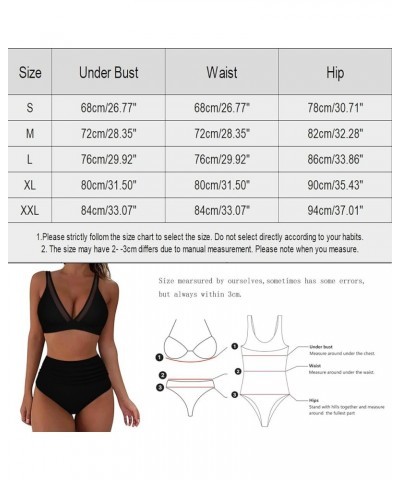 Women 2 Piece Swimsuit Bikini Set Push Up Tummy Control High Waist Bikini Swimwear V Neck Bra and Tankini Bikini Swimsuits A0...