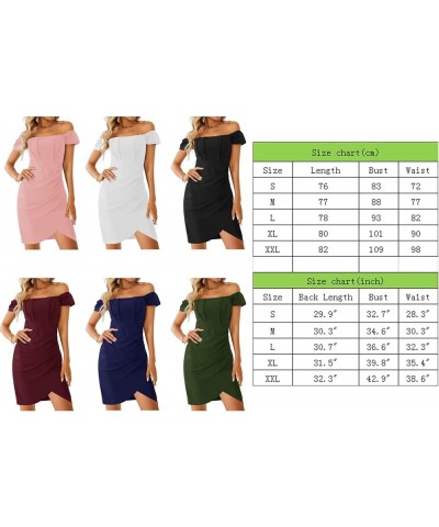 2023 Women's Off Shoulder Dress Square Neck High Waist Tunic Backless Casual Dress for Women with Zipper Green $14.49 Dresses