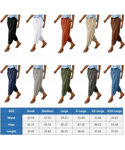 Casual Capri Pants for Women Linen Drawstring Elastic Capris Crop Relaxed Fit Cotton Wide Leg Capri Wide Leg Pants Blue $8.80...