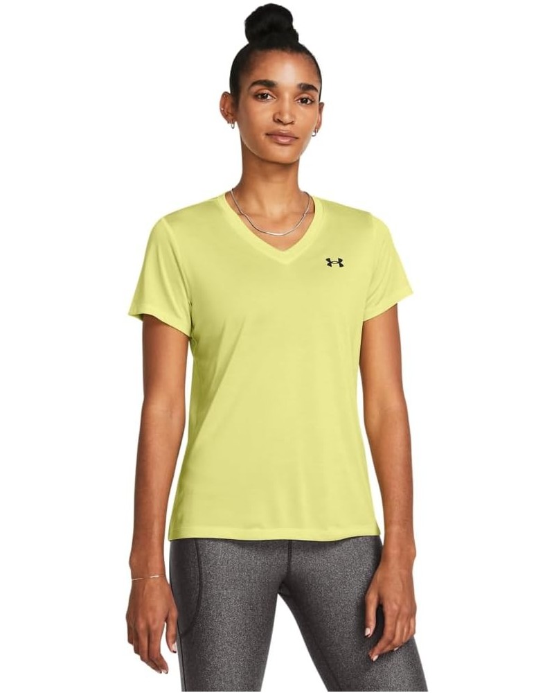 Women's Tech Twist Short Sleeve V Neck (727) Sonic Yellow / White / Black $13.93 Activewear