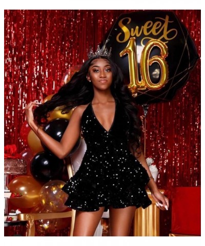 Women's Sparkly Sequin Homecoming Dresses for Teens Halter Sweet 16 Photo Shoot Short Prom Dress Grey $32.99 Dresses