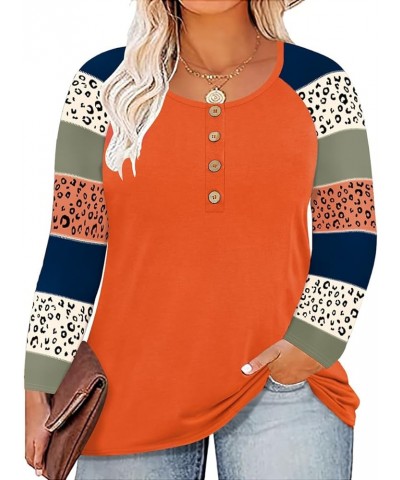 Plus Size Tops for Women Long Sleeve Button Down Shirts Color Block Tunics Fall Winter Tee (XL-5XL) 618-pumpkin Orange $18.28...