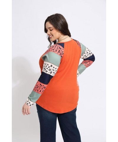 Plus Size Tops for Women Long Sleeve Button Down Shirts Color Block Tunics Fall Winter Tee (XL-5XL) 618-pumpkin Orange $18.28...