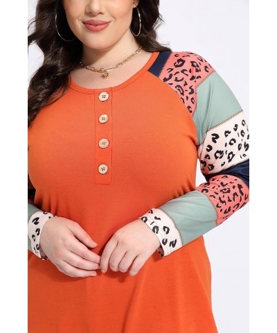 Plus Size Tops for Women Long Sleeve Button Down Shirts Color Block Tunics Fall Winter Tee (XL-5XL) 618-pumpkin Orange $18.28...