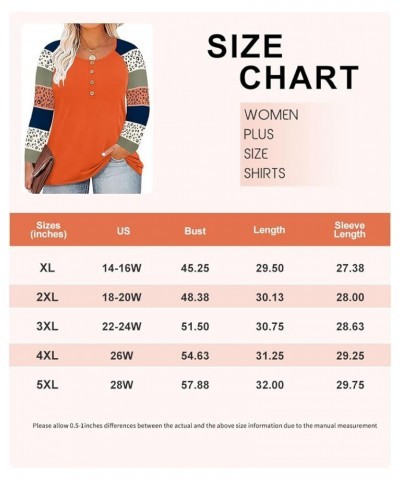 Plus Size Tops for Women Long Sleeve Button Down Shirts Color Block Tunics Fall Winter Tee (XL-5XL) 618-pumpkin Orange $18.28...