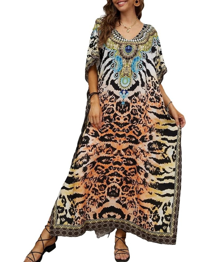 Ethnic Print Kaftan Dresses for Women Plus Size Caftan Cover Ups A-print 18 $13.12 Swimsuits