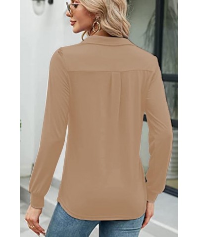 Womens Fall Fashion 2024 Henley Shirts Long/Short Sleeve Tops Summer Blouses Dressy Casual Sweater Basic Shirt B001-khaki $13...