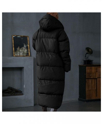 Womens Long Puffer Jackets Hooded Plus Size Maxi Down Coats Thicken Parkas Cardigan Windproof Quilted Jackets Overcoat Black ...