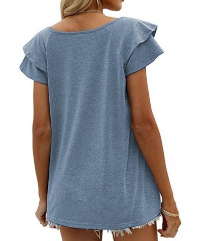 Women's Short Sleeved Casual T-Shirt V-Neck Crewneck top T-Shirt Loose Comfortable top Lightweight Printed T-Shirt 2253-blue ...