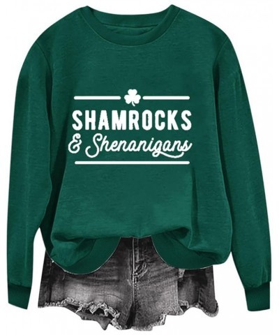 St Patricks Day Shirt Women Lucky Shamorck Graphic Irish Sweatshirt Funny Green Clover Print Long Sleeve Crewneck Tops N-gree...