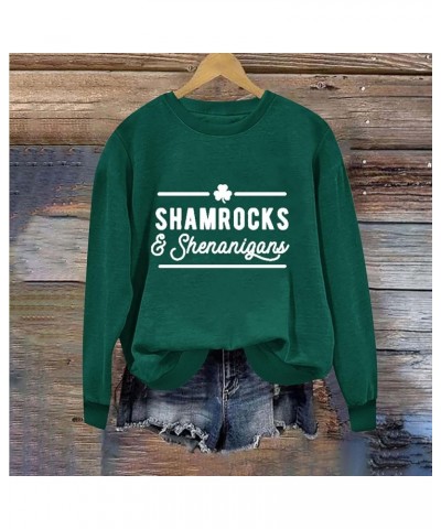 St Patricks Day Shirt Women Lucky Shamorck Graphic Irish Sweatshirt Funny Green Clover Print Long Sleeve Crewneck Tops N-gree...