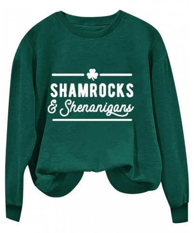 St Patricks Day Shirt Women Lucky Shamorck Graphic Irish Sweatshirt Funny Green Clover Print Long Sleeve Crewneck Tops N-gree...