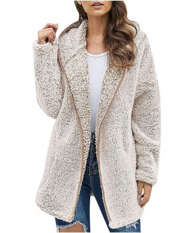 Winter Coats for Women Fleece Lined Sherpa Jacket 2024 Casual Warm Plus Size Trendy Fuzzy Clothes Outerwear Akhaki $8.21 Jackets