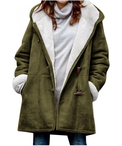 Winter Coats for Women Plus Size Warm Sherpa Fleece Lined Jackets Casual Oversized Hooded Thicken Coat with Pockets Army Gree...