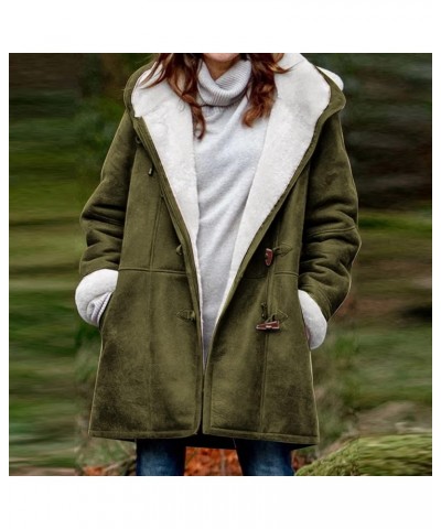 Winter Coats for Women Plus Size Warm Sherpa Fleece Lined Jackets Casual Oversized Hooded Thicken Coat with Pockets Army Gree...