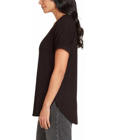 Women's French Terry Roll Cuff Tee Black $9.74 T-Shirts