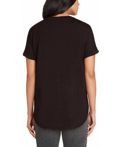 Women's French Terry Roll Cuff Tee Black $9.74 T-Shirts