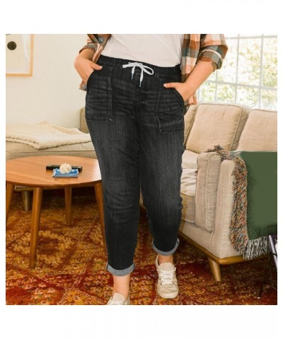 Womens Jeans/Sweatpants 2024 Lounge Baggy Wide Leg Pants Fashion High Waisted Joggers Y2k Clothes A Dark Blue $8.64 Pants