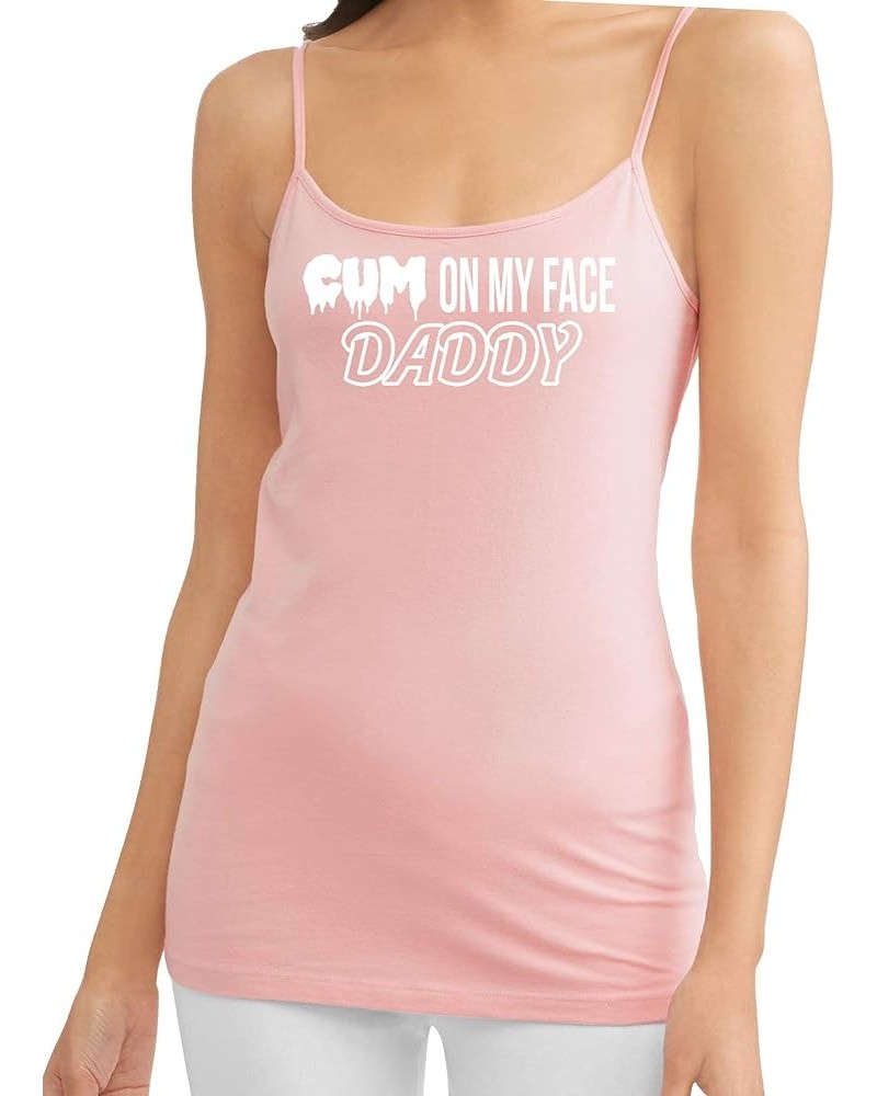 Cum On My Face Daddy Facial Cumslut Pink Camisole Tank Top White $14.84 Tanks