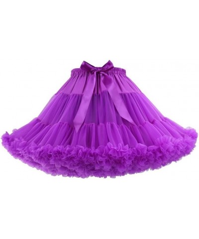 Women's Elastic Chiffon Petticoat Puffy Tutu Tulle Skirt Princess Ballet Dance Pettiskirts Underskirt Multi-Layer Purple $13....