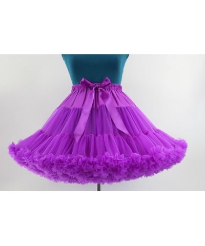 Women's Elastic Chiffon Petticoat Puffy Tutu Tulle Skirt Princess Ballet Dance Pettiskirts Underskirt Multi-Layer Purple $13....