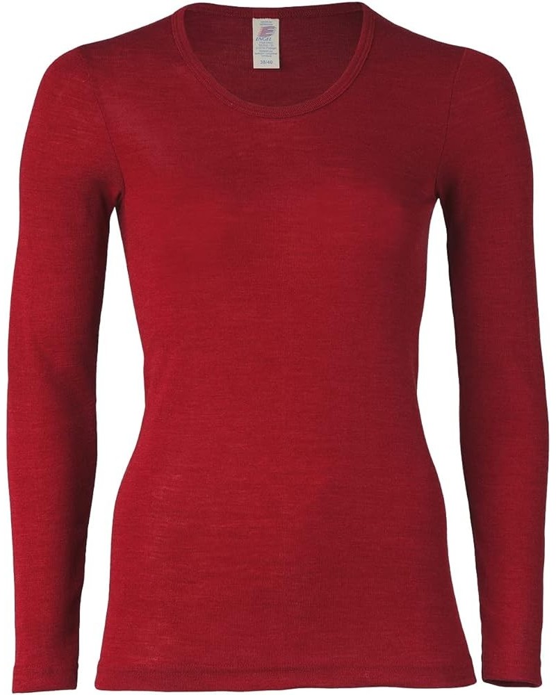 Women's Thermal Base Layer Top - Lightweight Moisture Wicking Organic Merino Wool Silk Undershirt Red Mallow $38.68 Lingerie