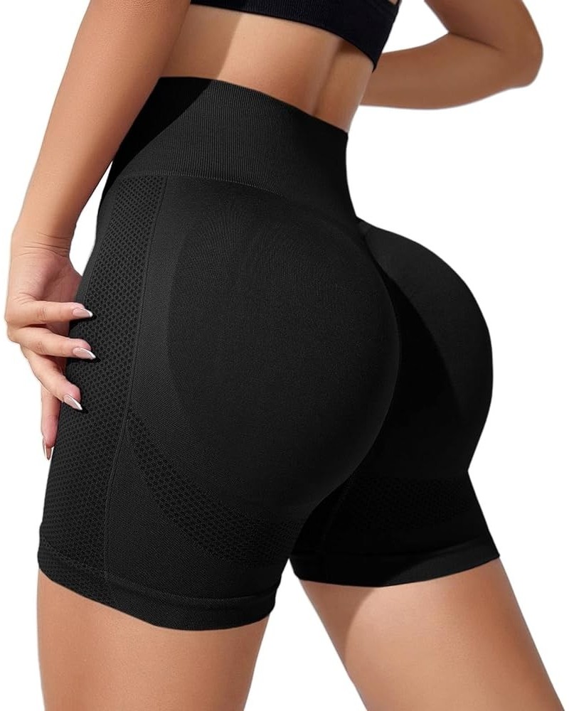 Women's High Waisted Biker Shorts Butt Lifting Tummy Control Gym Shorts Slim Fit Stretch Fitness Yoga Leggings Shorts X3-blac...