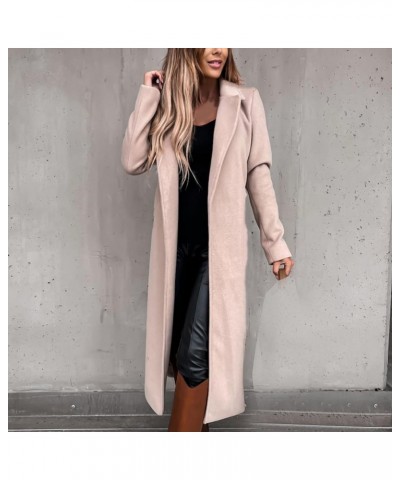 Women's Woolen Blend Coats Winter Notch Lapel Collar Peacoat Overcoat Open Front Cardigan Trench Coats with Belt 2beige $5.89...