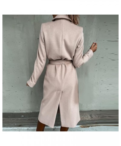 Women's Woolen Blend Coats Winter Notch Lapel Collar Peacoat Overcoat Open Front Cardigan Trench Coats with Belt 2beige $5.89...