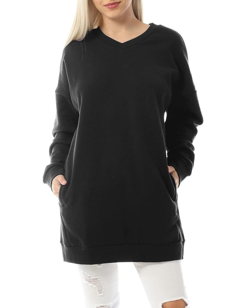 Women's Casual Oversized V-Neck Fall Sweatshirts Loose Fit Pullover Tunic (S-3X) Black $15.94 Tops