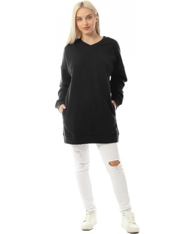 Women's Casual Oversized V-Neck Fall Sweatshirts Loose Fit Pullover Tunic (S-3X) Black $15.94 Tops