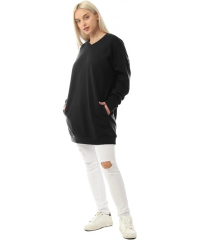 Women's Casual Oversized V-Neck Fall Sweatshirts Loose Fit Pullover Tunic (S-3X) Black $15.94 Tops