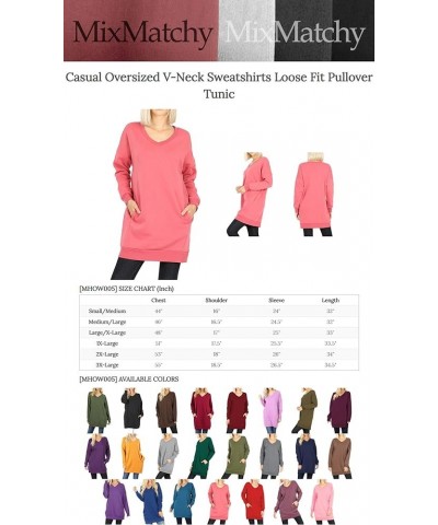 Women's Casual Oversized V-Neck Fall Sweatshirts Loose Fit Pullover Tunic (S-3X) Black $15.94 Tops