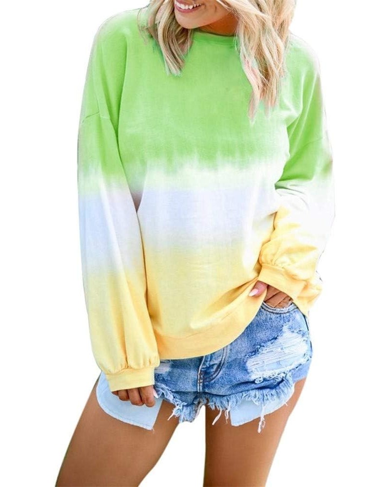 Women's Gradient Pullover Sweatshirt Women Round Neck Casual Hoodies Outwear Tops Blouse Green $11.99 Hoodies & Sweatshirts