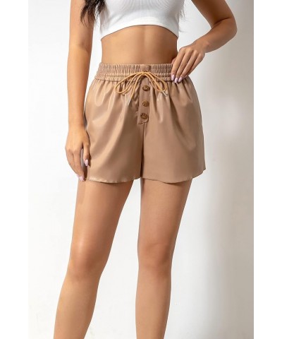 Faux Leather Shorts for Women, Womens High Waisted Wide Leg Casual Short Summer Shorts with Pockets 2303-khaki $11.01 Shorts