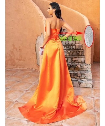 Women's Prom Dresses with Slit Strapless Sparkly Mermaid Pleated Beading Stain Formal Evening Gowns Gold $33.21 Dresses