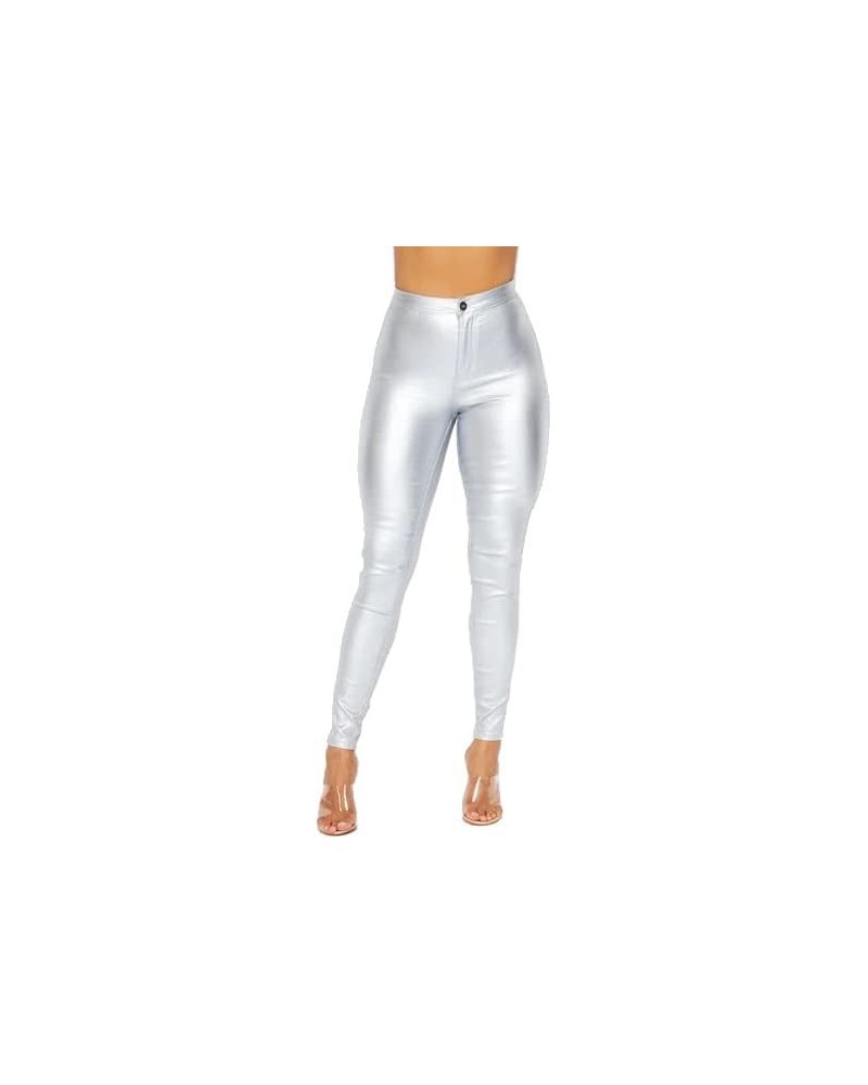 Plus Size Super High Waisted Stretchy Skinny Jeans in Mocha Metallic Silver $16.72 Jeans