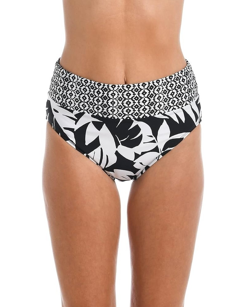 Mid Waist Spliced Bikini Bottom Swimsuit Black/White//Antigua Leaf $15.00 Swimsuits