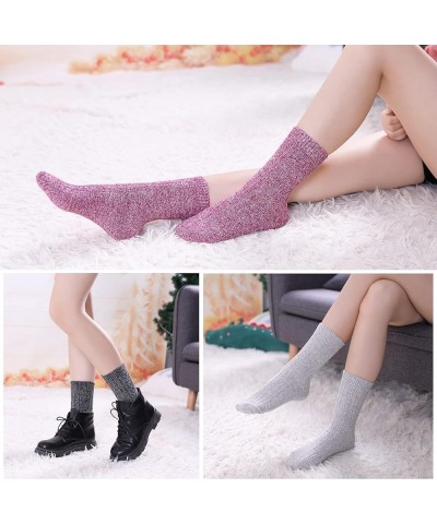 Womens 5 Pairs Soft Thick Comfort Casual Cotton Warm Wool Crew Winter Socks 5 Pack Solid Color G $6.62 Socks