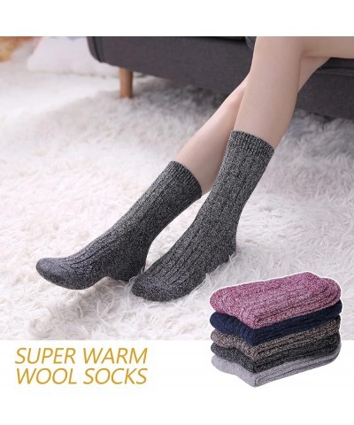 Womens 5 Pairs Soft Thick Comfort Casual Cotton Warm Wool Crew Winter Socks 5 Pack Solid Color G $6.62 Socks