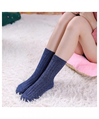 Womens 5 Pairs Soft Thick Comfort Casual Cotton Warm Wool Crew Winter Socks 5 Pack Solid Color G $6.62 Socks