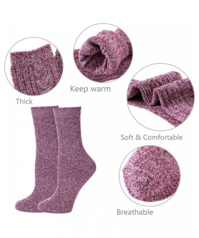 Womens 5 Pairs Soft Thick Comfort Casual Cotton Warm Wool Crew Winter Socks 5 Pack Solid Color G $6.62 Socks