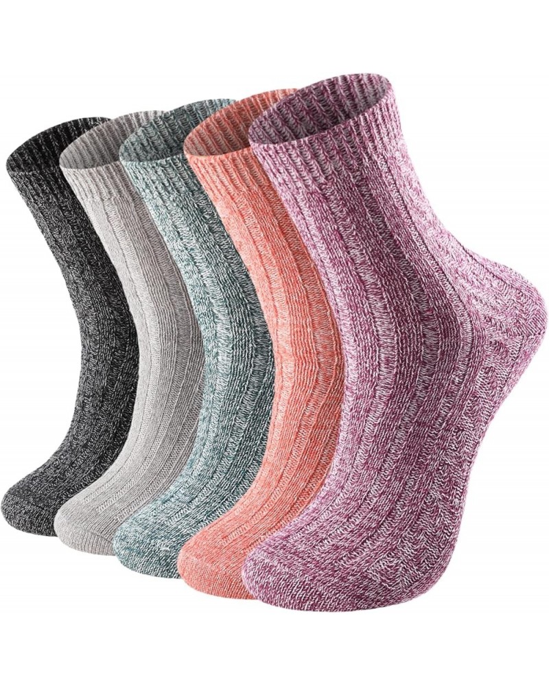 Wool Socks for Women - Womens Wool Socks Winter Warm Wool Socks Men Cozy Knit Socks Boots Socks for Women 5 Pairs Solid Color...