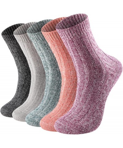 Wool Socks for Women - Womens Wool Socks Winter Warm Wool Socks Men Cozy Knit Socks Boots Socks for Women 5 Pairs Solid Color...