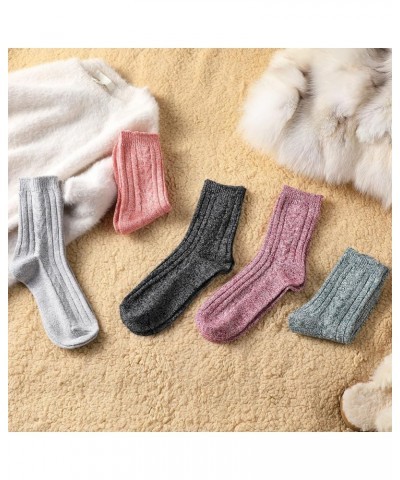 Wool Socks for Women - Womens Wool Socks Winter Warm Wool Socks Men Cozy Knit Socks Boots Socks for Women 5 Pairs Solid Color...