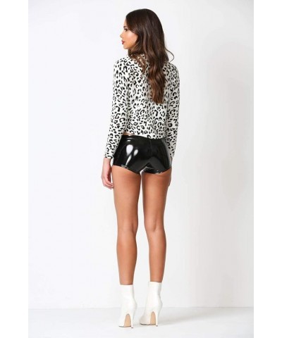 J2 Love Women's Metallic Booty Shorts Latex Black $11.95 Shorts