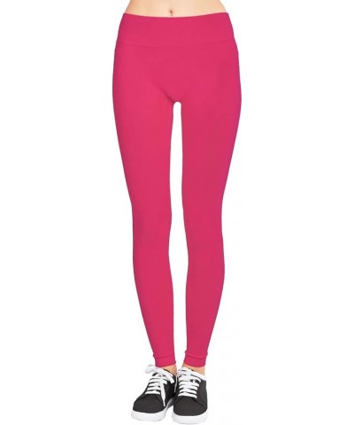 Leggings - High Waisted Waistband Tummy Control Opaque Super Soft Fuchsia - 1 $7.98 Leggings