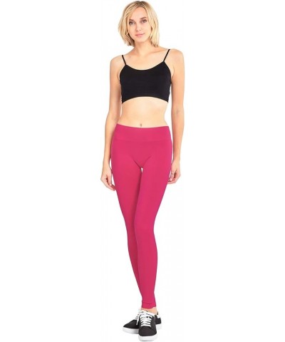 Leggings - High Waisted Waistband Tummy Control Opaque Super Soft Fuchsia - 1 $7.98 Leggings