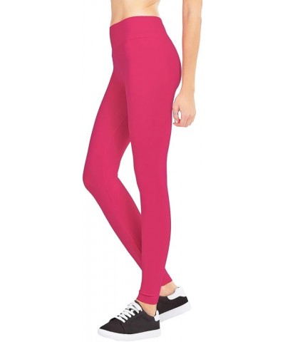 Leggings - High Waisted Waistband Tummy Control Opaque Super Soft Fuchsia - 1 $7.98 Leggings